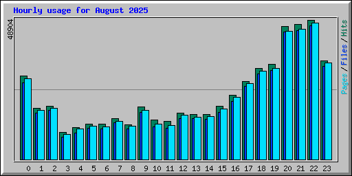 Hourly usage for August 2025